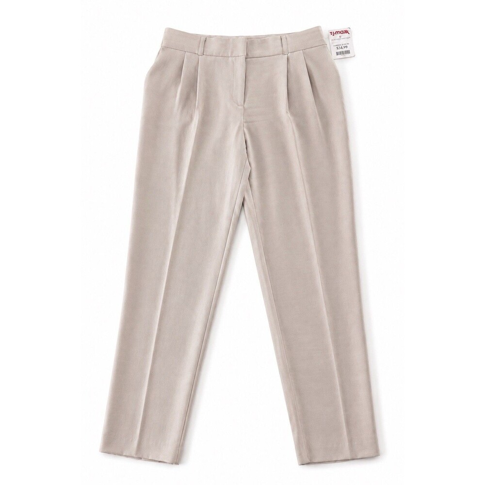 Rachel Zoe Women’s Size 8 Beige Pleated Tapered Ankle Pants NWT Work Trousers
